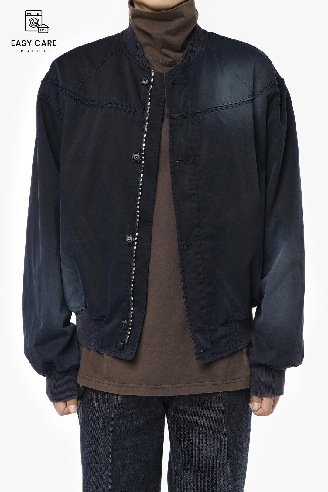 DARK NAVY SPRAY WASHED CUP SHOULDER JACKET (ECP GARMENT PROCESS)