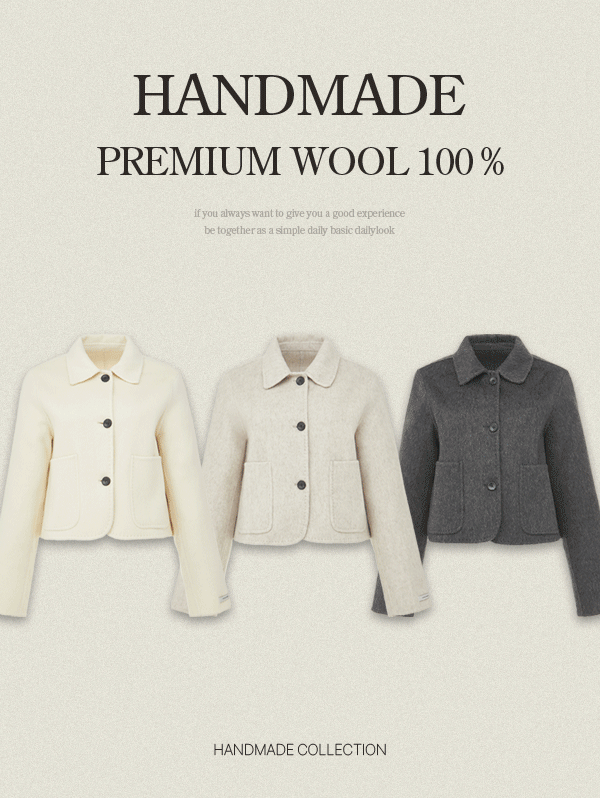 이퓨 [Made❤BEST🤍숏코트❄오늘출발🚚] 퓨레스트 울100 카라 숏 핸드메이드 코트 - 3color