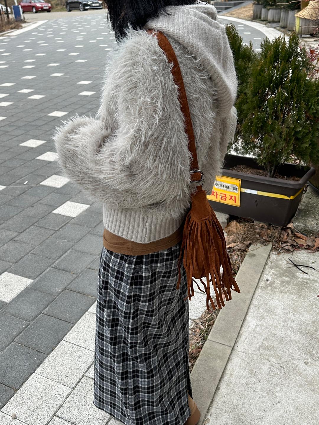 신시 Fur knit hoodie cardigan / 퍼 니트 후드 가디건