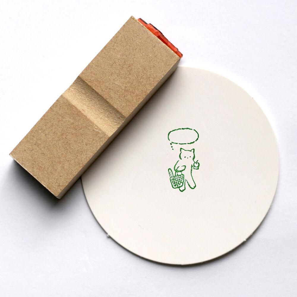 장보기 고양이 우드 스탬프