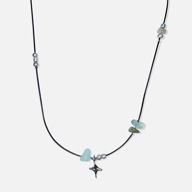 DOUBLE STING STONE NECKLACE 2 (BK)