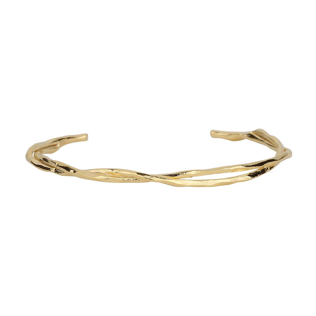 Twisted branch gold bangle