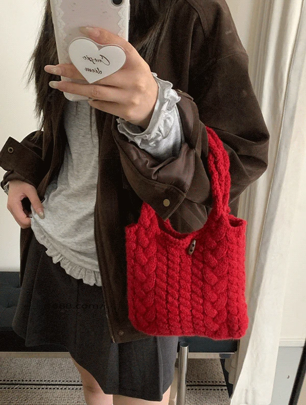 [겨울데일리👍] 꽈배기 도트 뜨개 데일리 에코백 BAG2235 겨울 숄더 니트백 핸드백 탄탄 가방 여성 니트 손가방