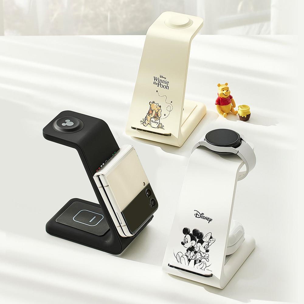 디즈니 3in1 고속 무선충전기 미키마우스 콜라쥬 갤럭시워치6 갤럭시워치5 : manlab. 만렙 공식몰