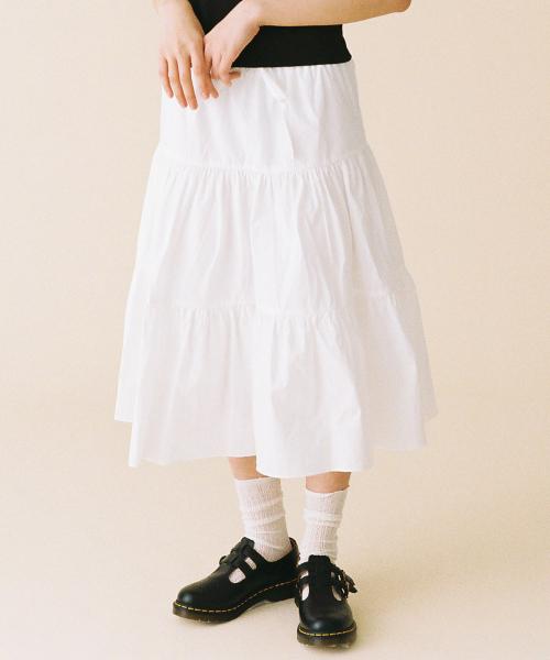 버터플라이 셔링 스커트(화이트)