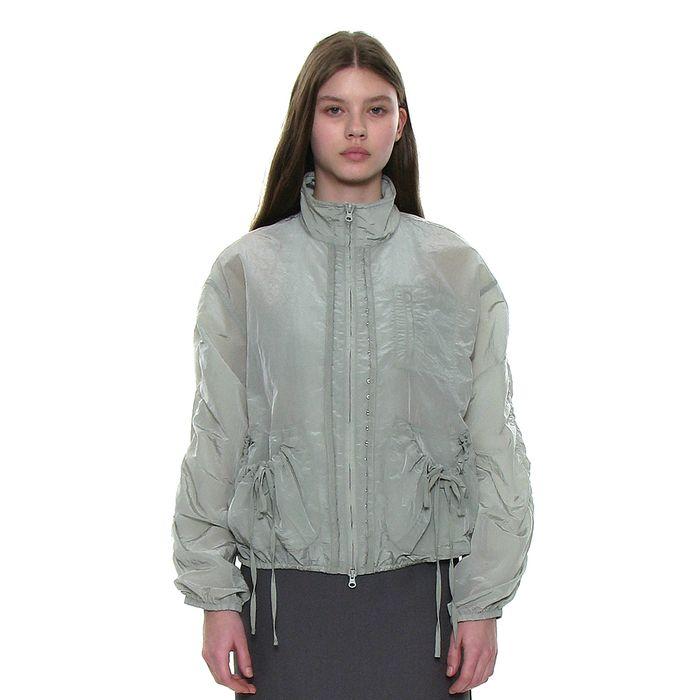 SHEER SHIRRING TRACK JACKET_DUSTY MINT