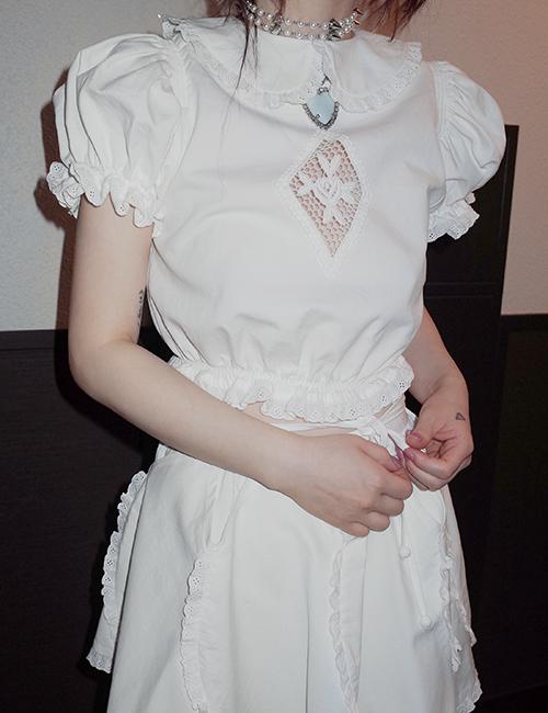 2차 예약배송 rose cropped blouse