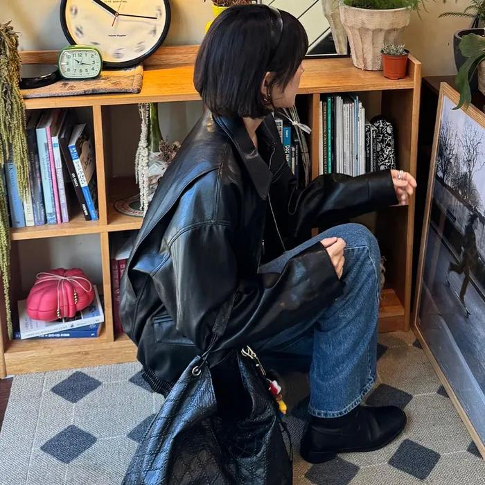 Harry Over-fit Leather Blouson_Black