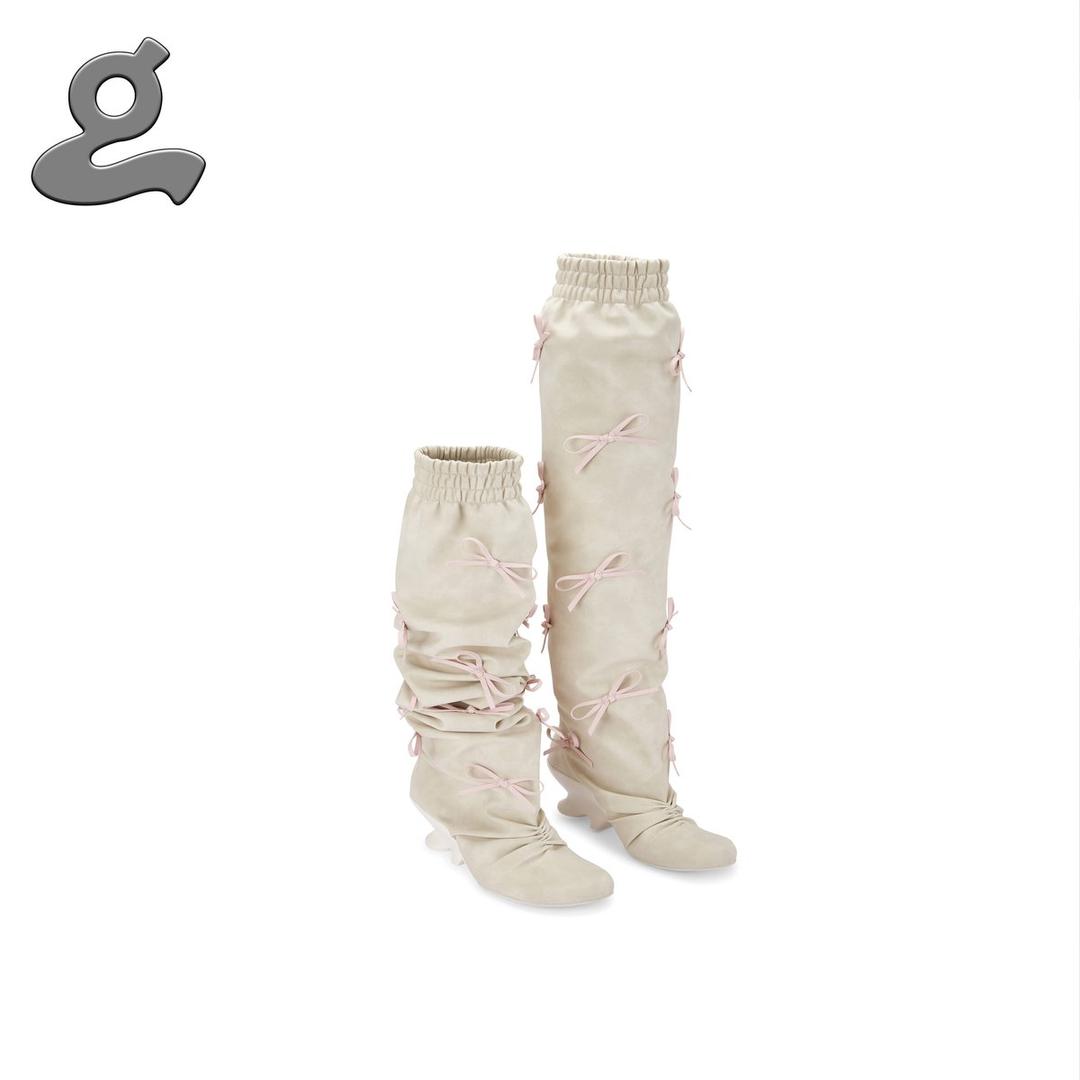 Off-white bow wedge high boots