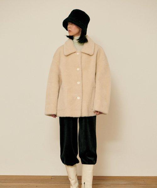 REVERSIBLE SHEARING COAT - CREAM