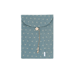 vintage blue dot denim laptop pouch
