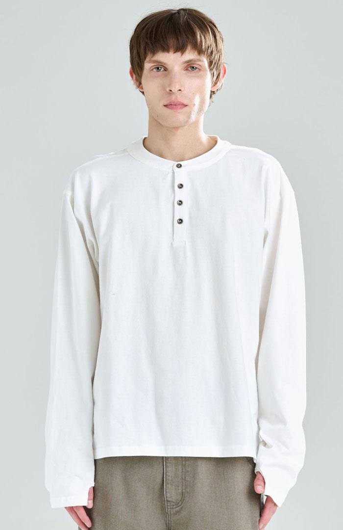 FINGER HOLE HENLEY NECK SLEEVES(WH)