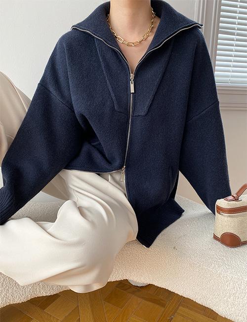 디에 사남 루즈핏 집업 니트(양모5%)