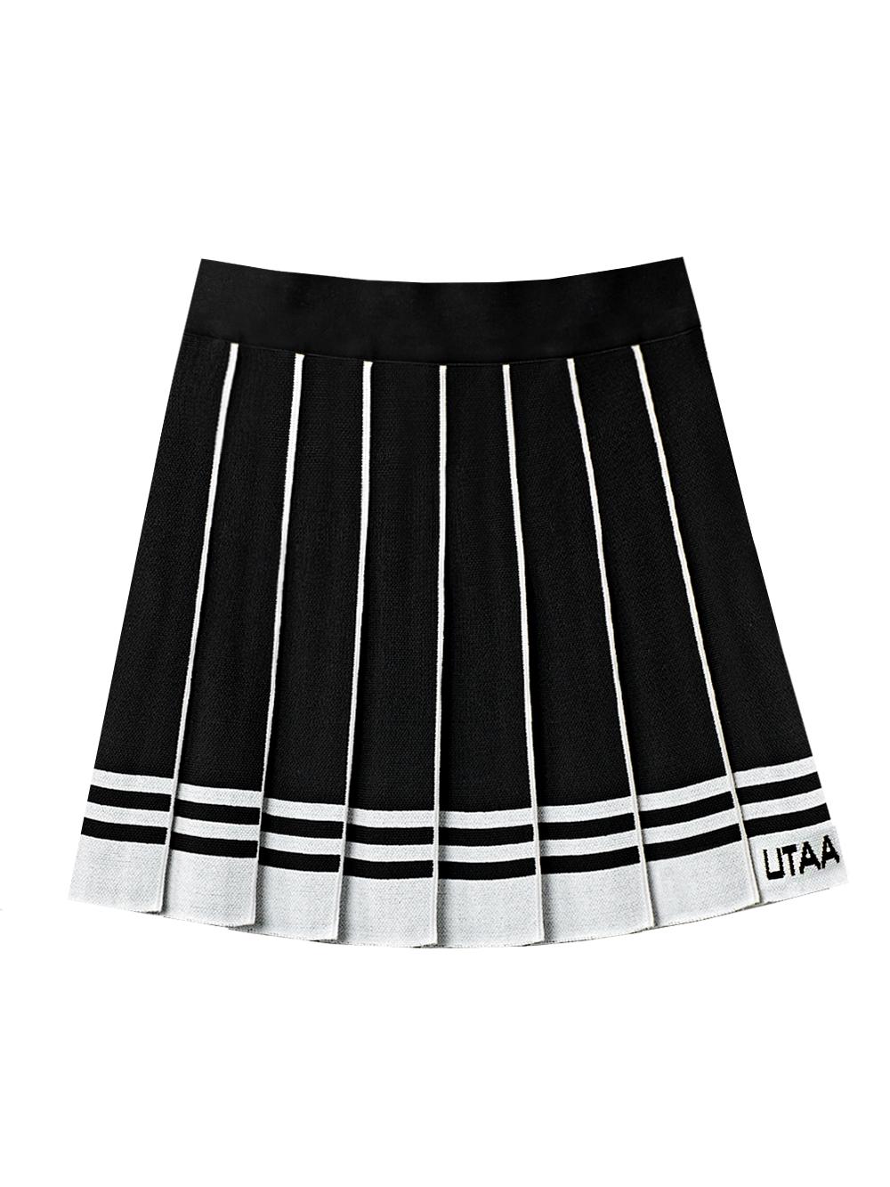 UTAA Fancy Stripe  Knit  Skirt   : Women's Black(UC4SKF416BK)