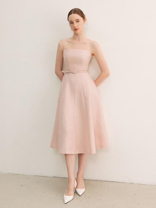 ADA Sleeveless flared long dress (Pink/Black)
