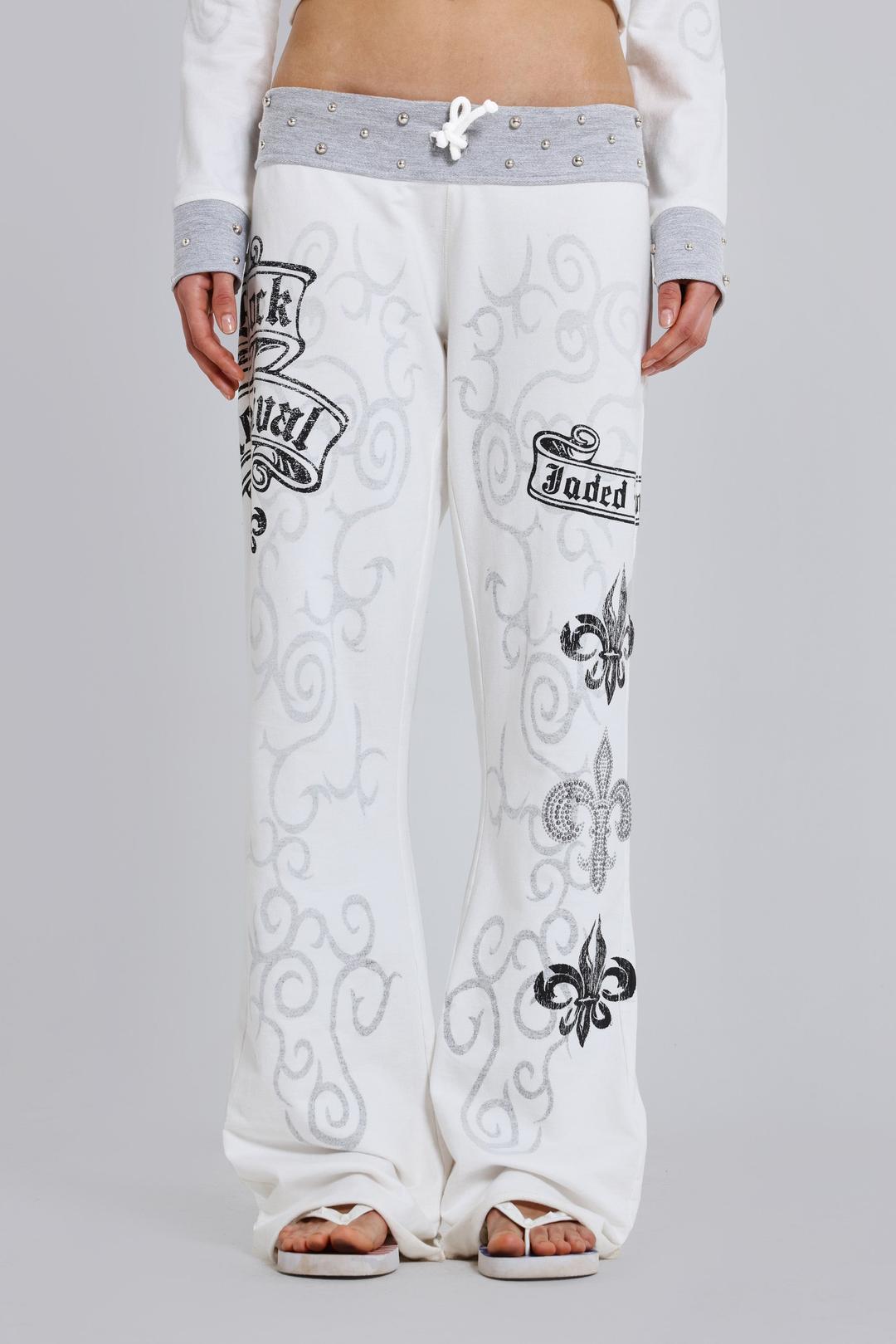 Rock Revival Graphic Studded Joggers - XXS / White
