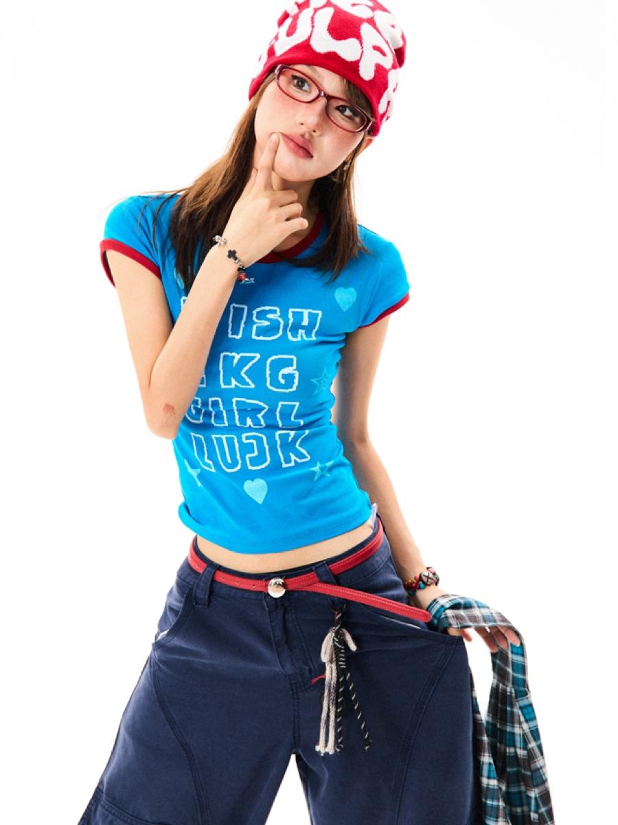 YOUNG STAGE Lucky Letter Ringer T-shirt (2color)