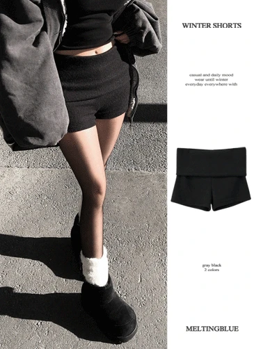 *겨울반바지*도브 로우라이즈 겉기모 반바지 숏팬츠 겨울반바지 기모반바지 겨울바지 겨울옷(그레이/블랙)
