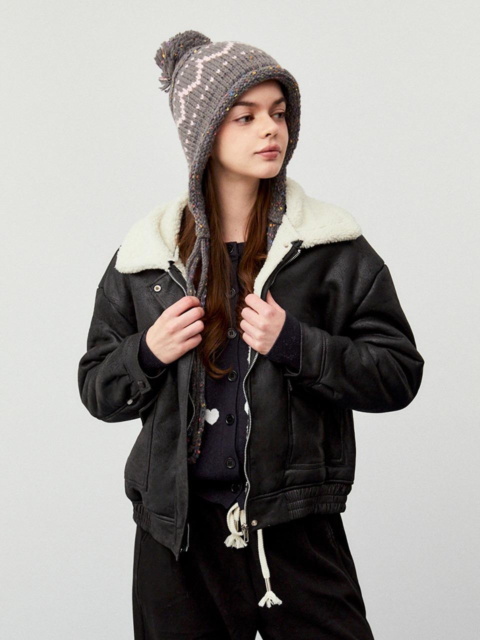 인조가죽 무스탕 (블랙)