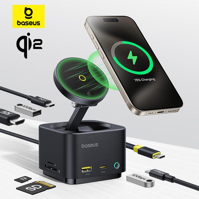 베이스어스 USB 허브 무선 충전 C타입 멀티 포트 HDMI HUB 3.2 맥프로 7IN1