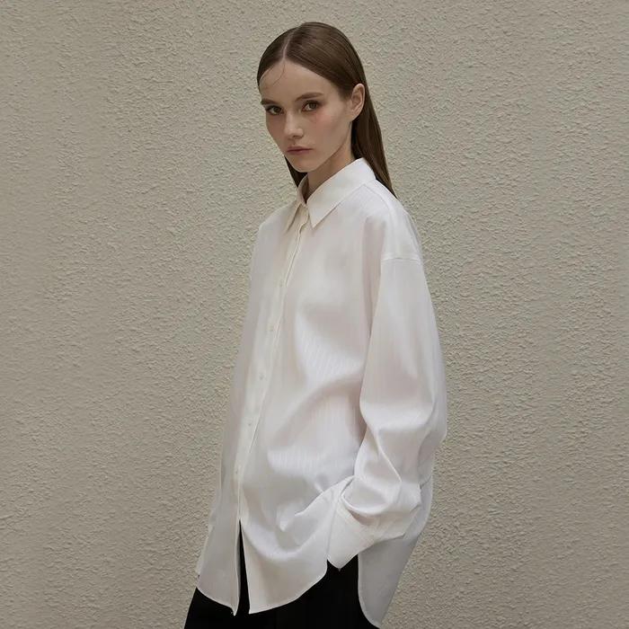 스트라이프 베이직 셔츠 화이트