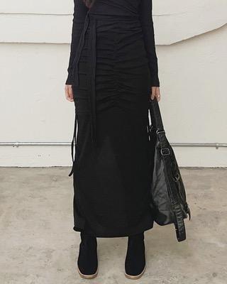 layered shirring span skirt