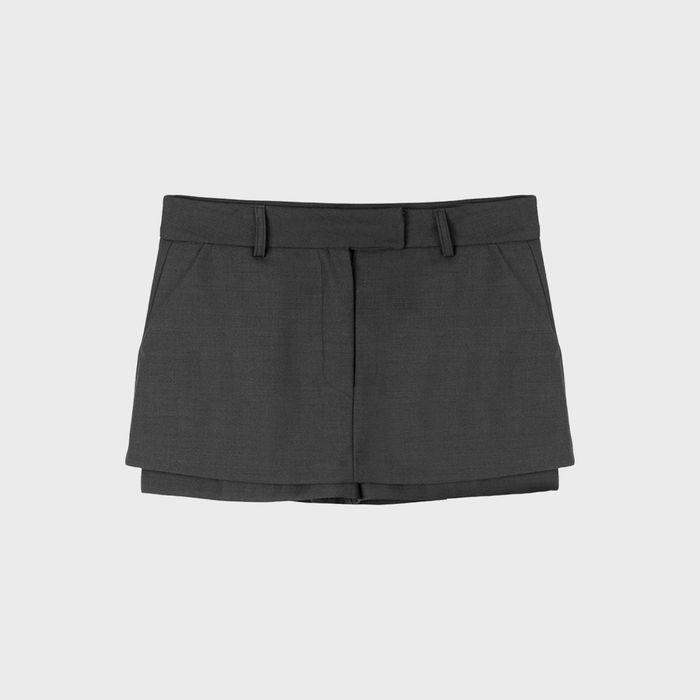 LOW WAIST MINI COTTON SKIRT SHORTS, GREY