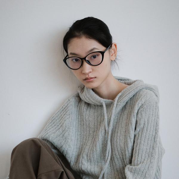 Twisted Wool Hooded knit (Light Gray)