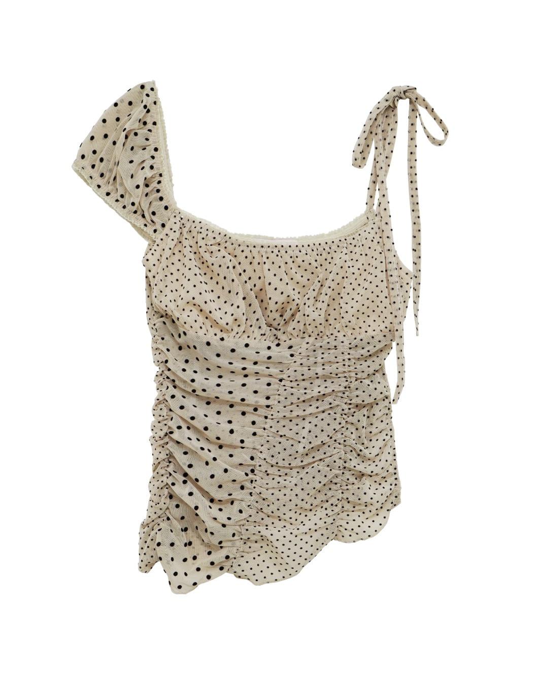 Unbalance Dot Shirring Top (Beige) (*6/27 입고 예정)