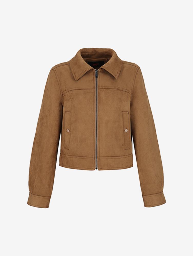 스웨이드 크롭 집업 재킷(SBRLE31)