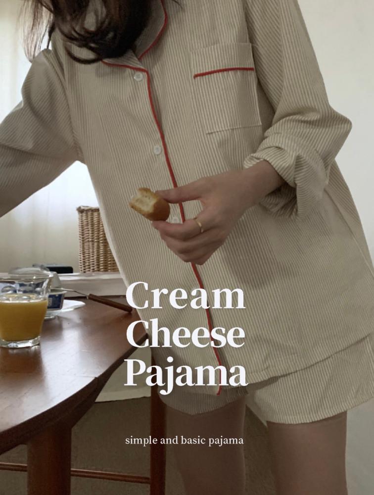 [마인드핑거][커플][5천장돌파] 크림치즈파자마_베이지 커플잠옷 신혼부부잠옷 커플파자마