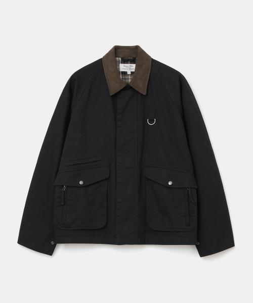 washed short hunting jacket black