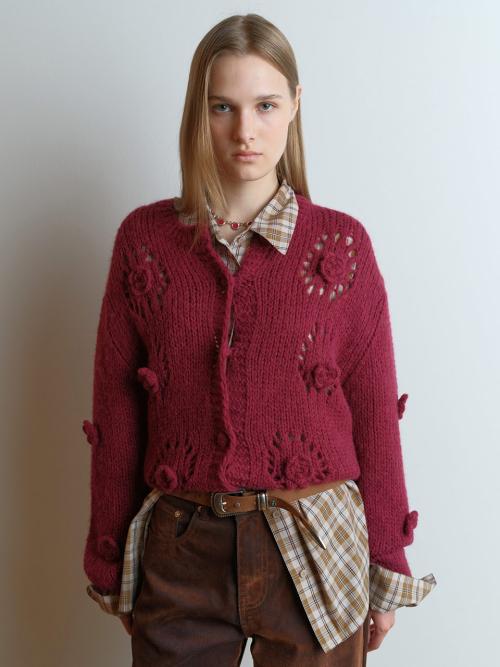 Flower Hand-made Knit Cardigan VK5WD283_2color