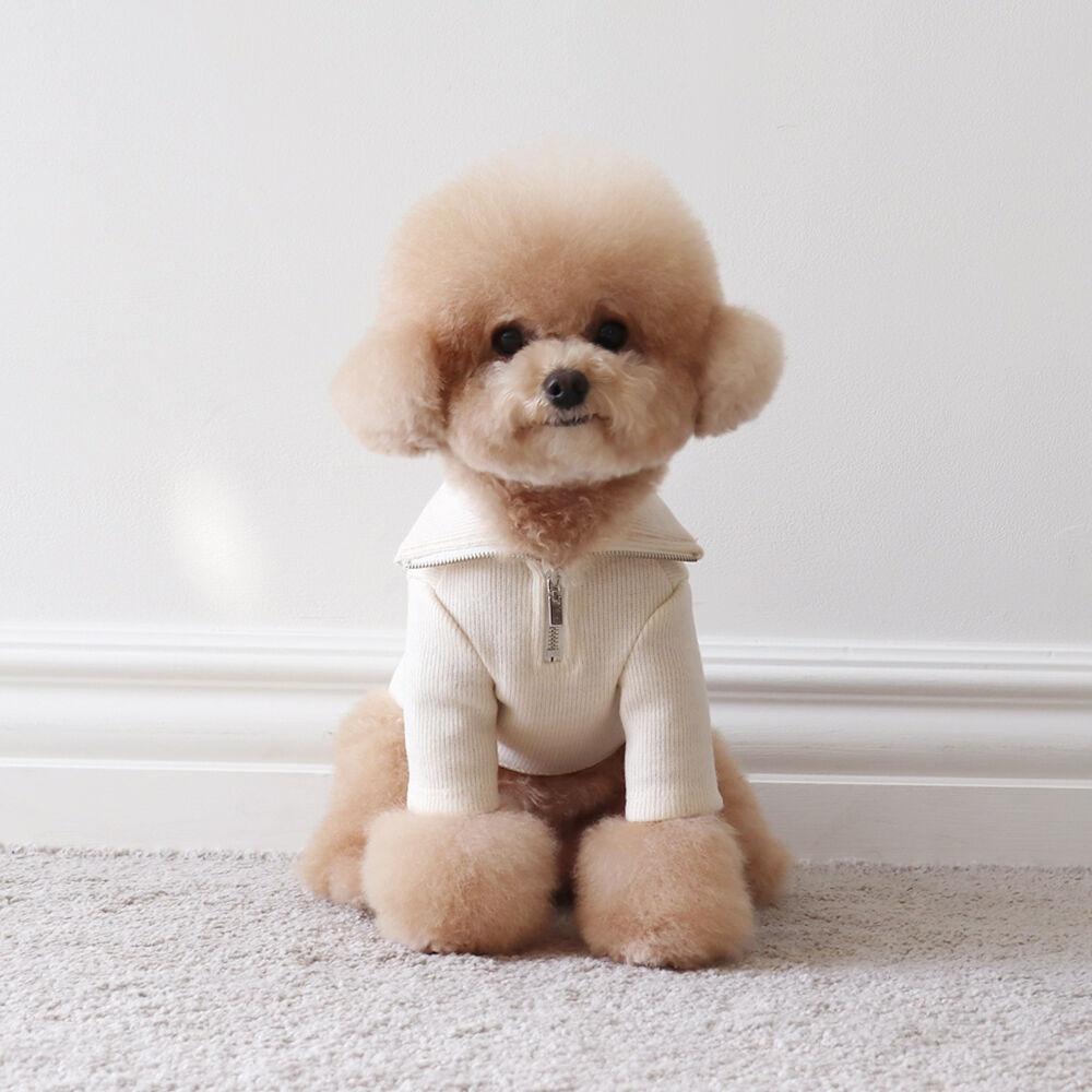 크림블 니트 하프 집업 (크림아이보리)