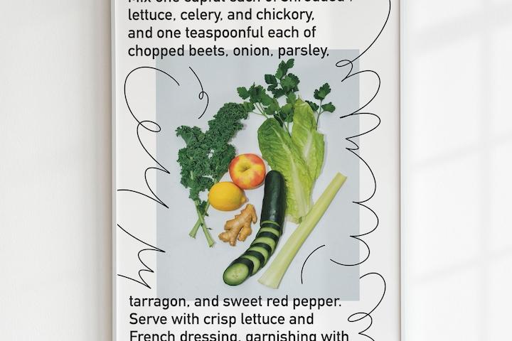 샐러드 포스터 과일 채소 초록 야채일러스트 샌드위치그림 심플모던 주방인테리어 Salad