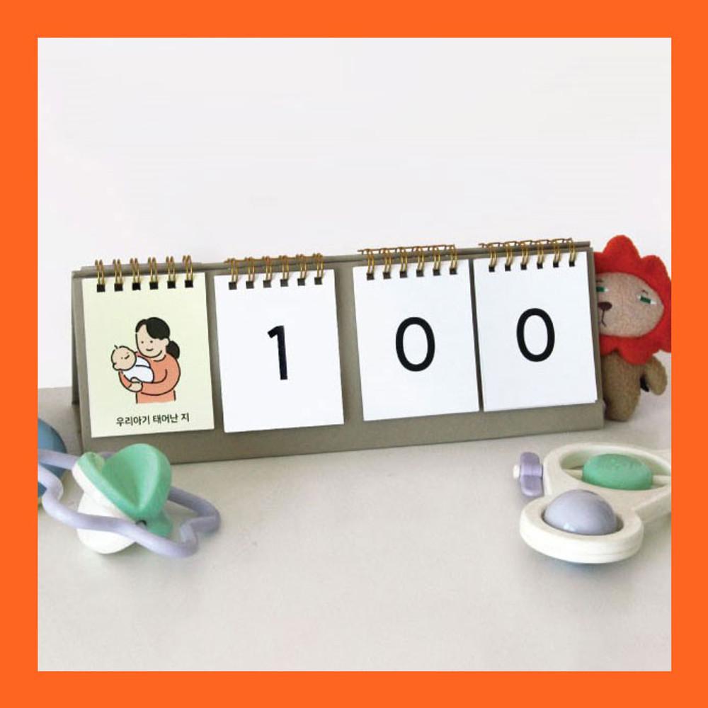 감성 신생아디데이달력 아기 셀프 50일 촬영 소품 탁상용 우드 캘린더 100일 기념 사진