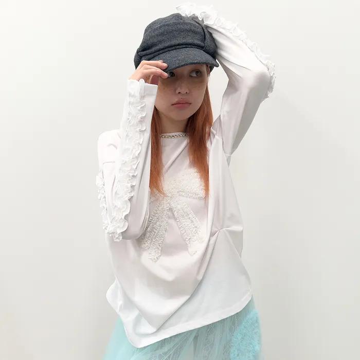 Ruffled Ruched Top [White]