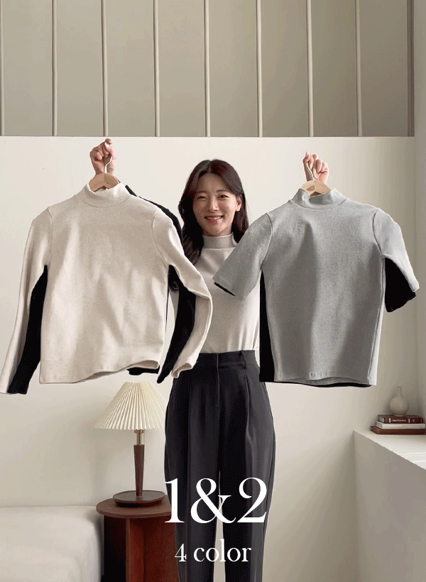 1+2[시그니처]따숨기모반목폴라티셔츠_반팔/긴팔