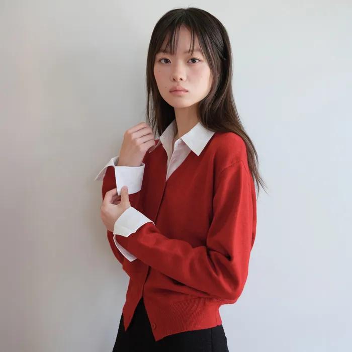 [29CM 단독] SHIRT COLLAR CARDIGAN_RED