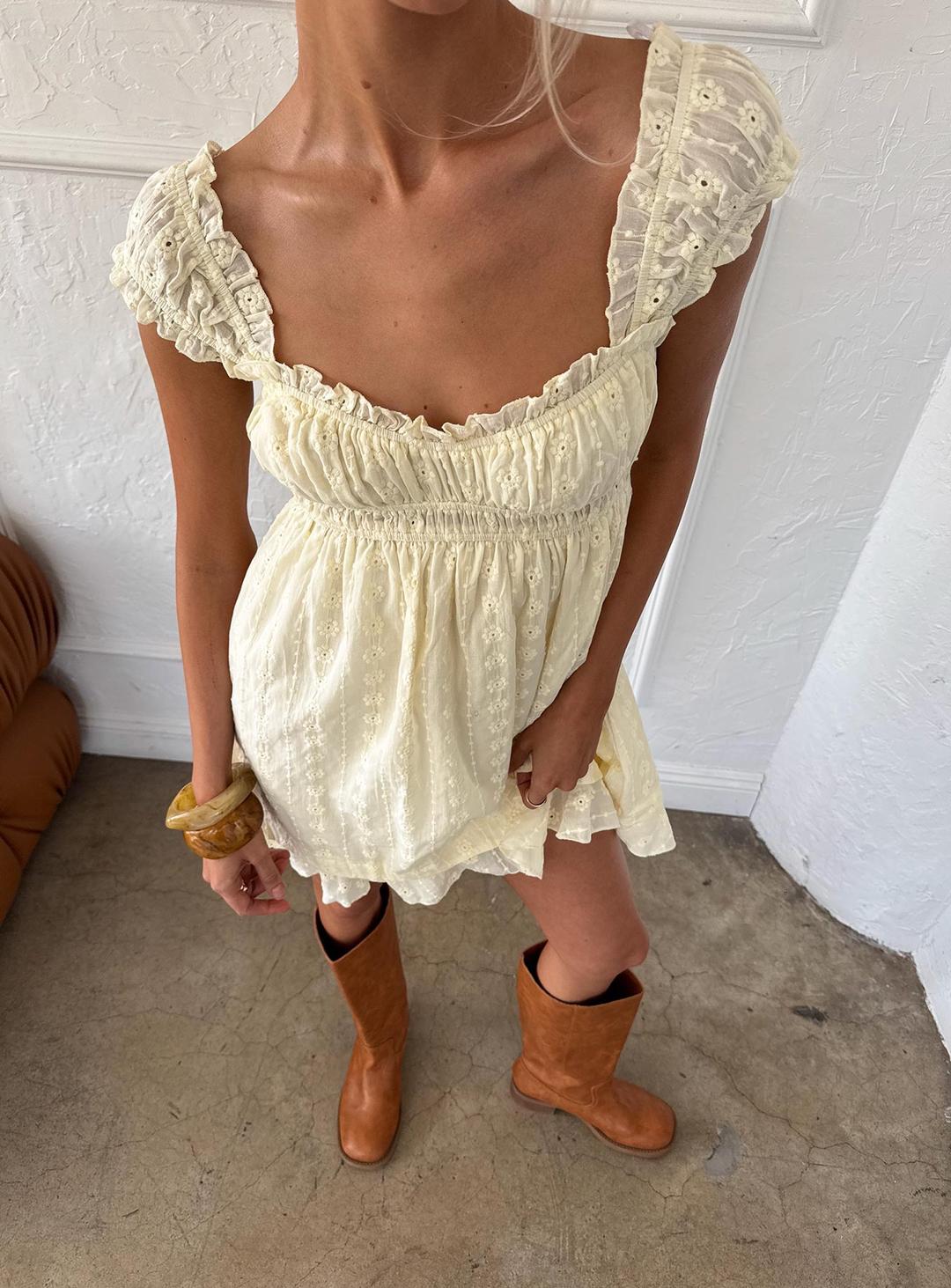 Carlita Mini Dress Yellow - US 0 / Yellow