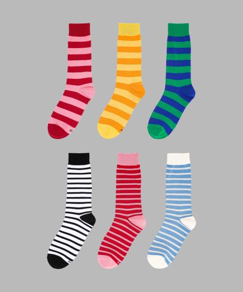 [3PACK] 1507 유니섹스 스트라이프 베이직 삭스 - 디자인 선택형