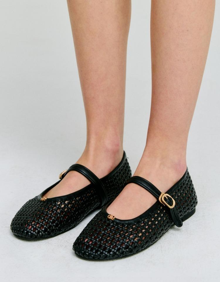 weave mary jane shoes - black