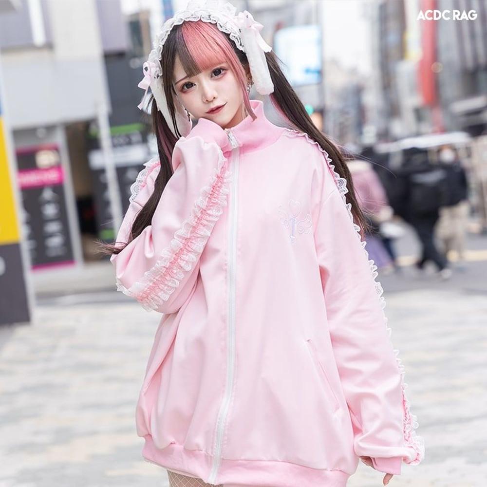 ACDC RAG 긴소매 마법 자수 저지 재킷 핑크 프리사이즈