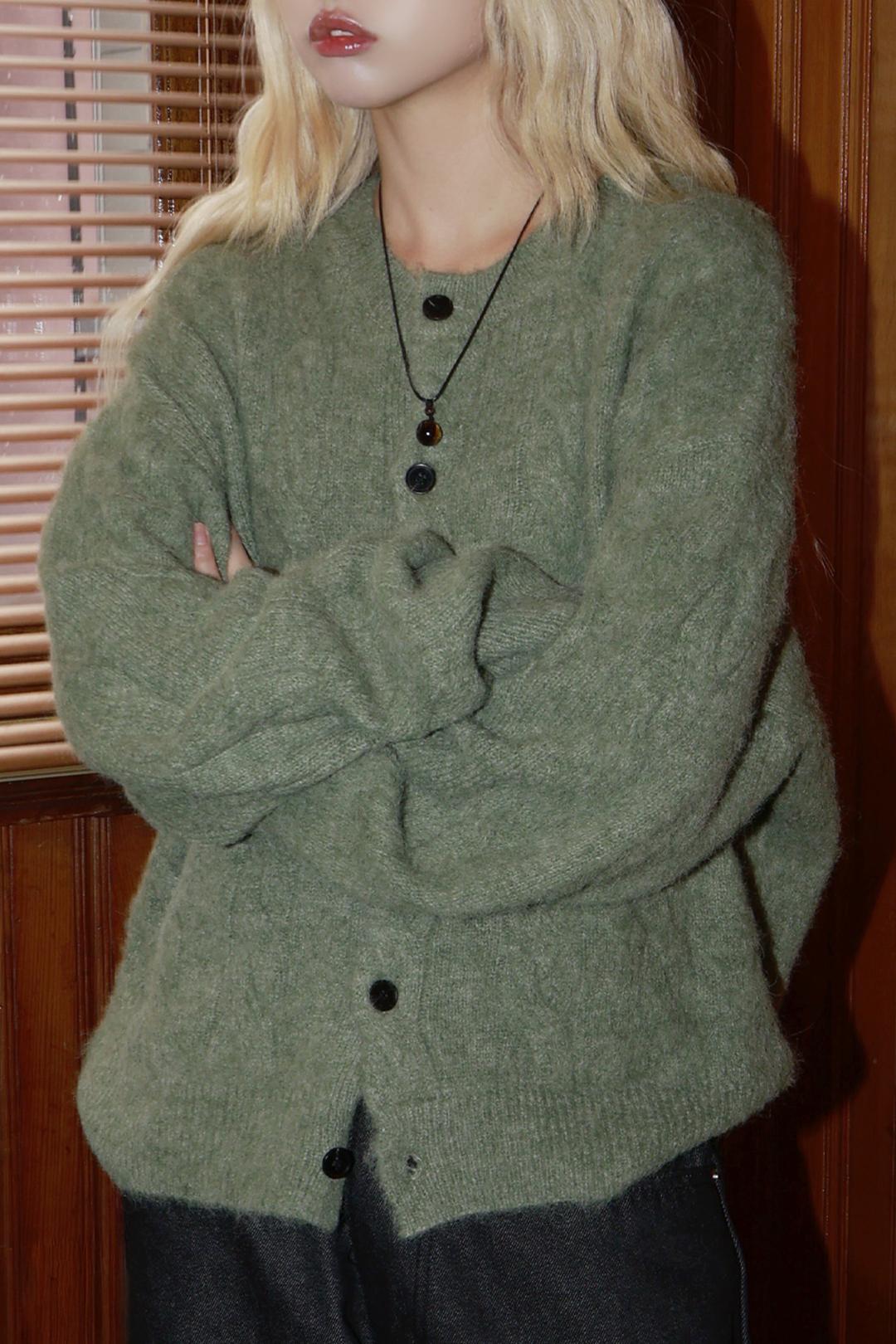 헤어리 라운드 가디건