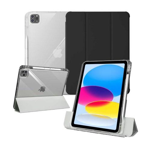 오펜트 아이패드 투웨이 슬라이드 세로거치 분리형 애플펜슬수납 클리어 케이스, 블랙