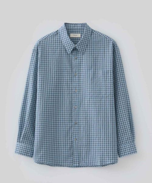 샤인 체크 셔츠 (에메랄드 블루)