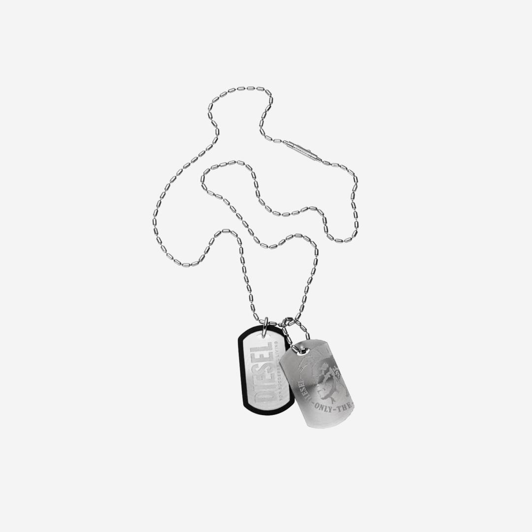 Diesel Dx0011 Double Dog Tag Necklace Silver