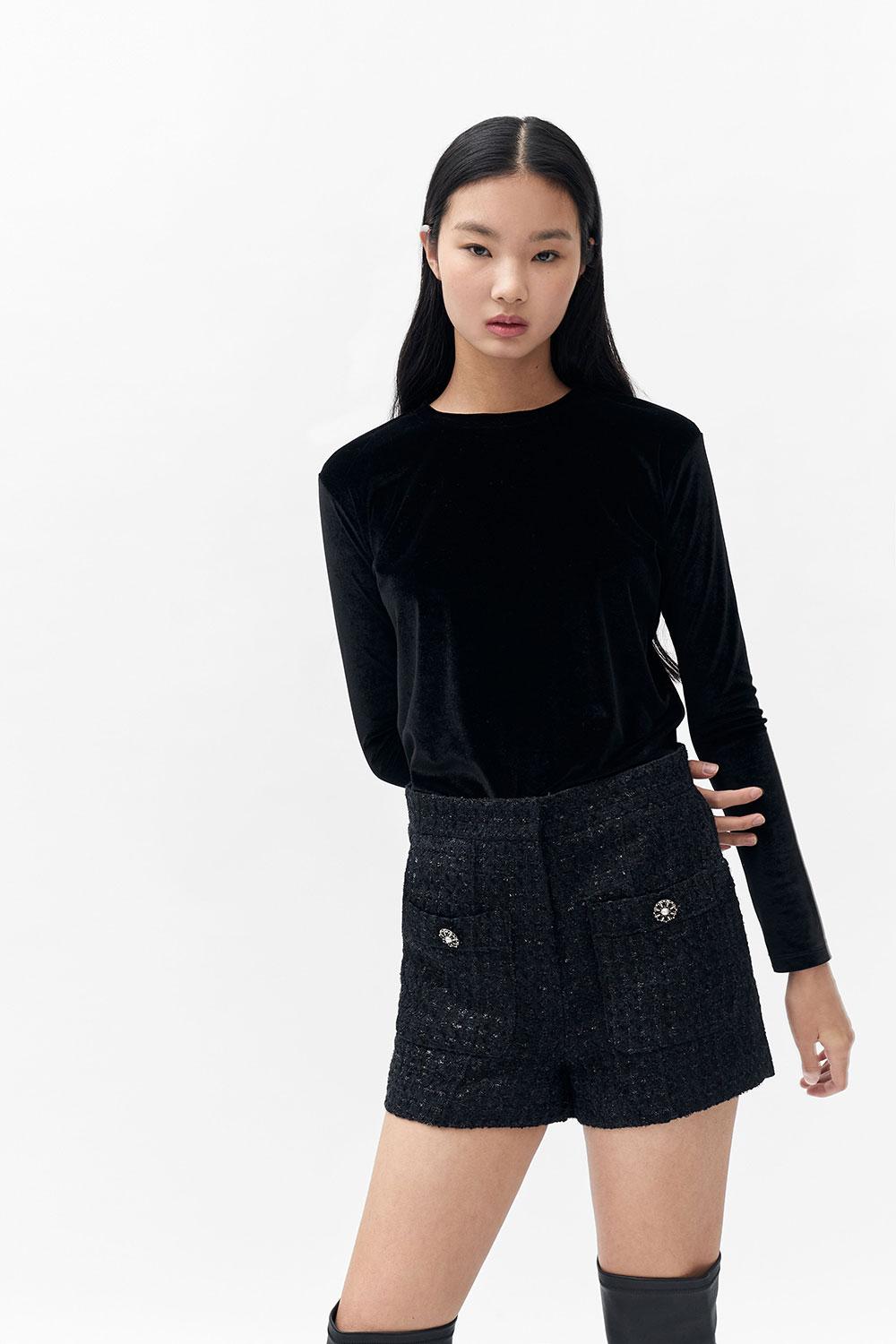 MIDNIGHT LID TWEED DOUBLE POCKET SHORTS