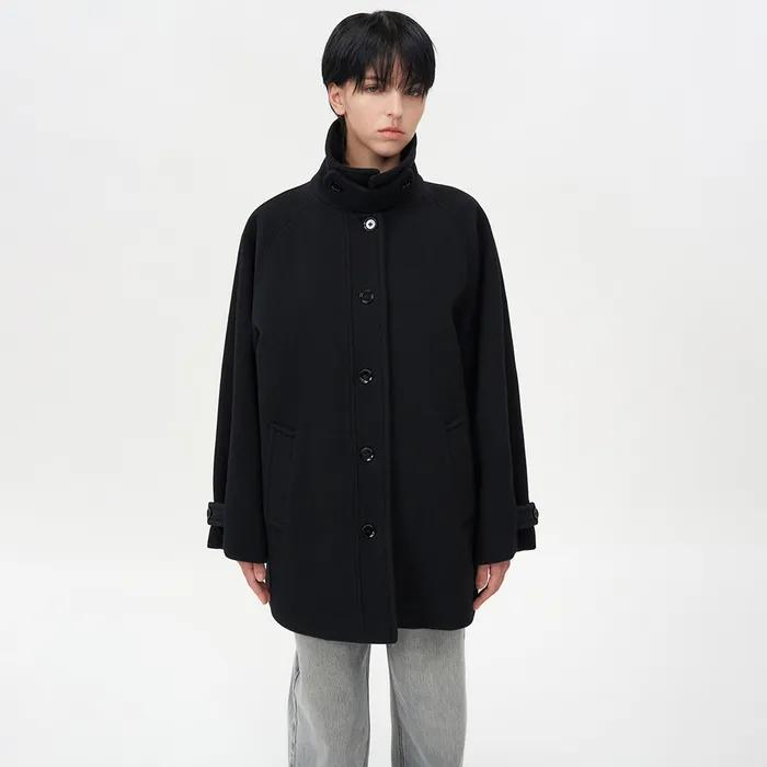 소프트 하프 발마칸 코트 BLACK