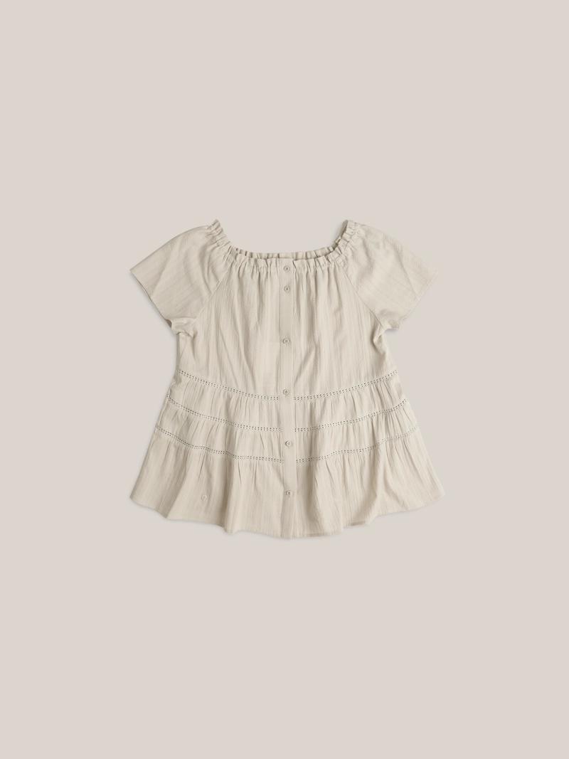 Ouro - LACE FLARE BLOUSE [ PALE BLUE ]